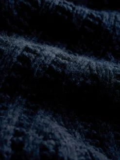 Donkerblauw - Stitchy Knitted Zip Up Collar Cardigan*Next Online