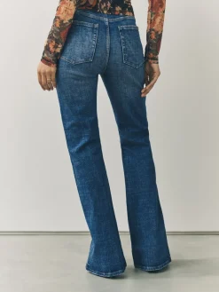 Donkerblauw - Stretch jeans met uitlopende pijpen en hoge taille*Next Outlet