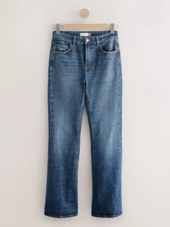 Donkerblauw - Stretch jeans met uitlopende pijpen en hoge taille*Next Outlet