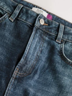 Donkerblauw - Stretch jeans met uitlopende pijpen en hoge taille*Next Outlet