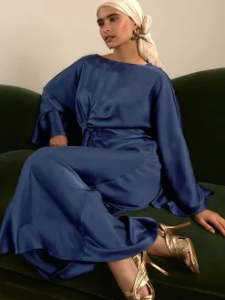 - Twist Front Long Sleeve Satin Maxi Dress*Next Discount