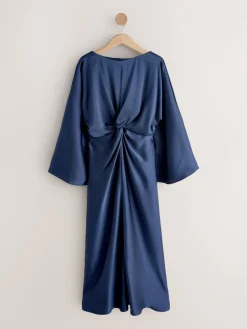 - Twist Front Long Sleeve Satin Maxi Dress*Next Discount