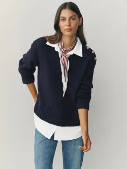 - V-Neck Knitted Shirt Layer Look Jumper*Next Outlet