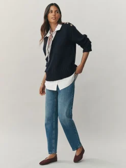 - V-Neck Knitted Shirt Layer Look Jumper*Next Outlet