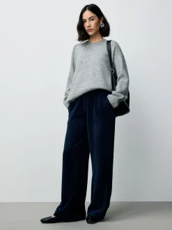 Donkerblauw - Wijde pijpen zachte corduroy broeken*Next Clearance