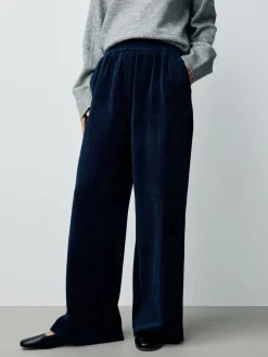 Donkerblauw - Wijde pijpen zachte corduroy broeken*Next Clearance