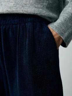 Donkerblauw - Wijde pijpen zachte corduroy broeken*Next Clearance