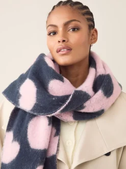 Donkerblauw/roze - Heart Print Heavyweight Blanket Scarf*Next New
