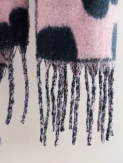 Donkerblauw/roze - Heart Print Heavyweight Blanket Scarf*Next New