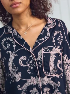Donkerblauw/roze - Josette pyjama met knopen*Laura Ashley Hot