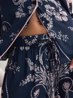 Donkerblauw/roze - Josette pyjama met knopen*Laura Ashley Hot