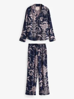 Donkerblauw/roze - Josette pyjama met knopen*Laura Ashley Hot