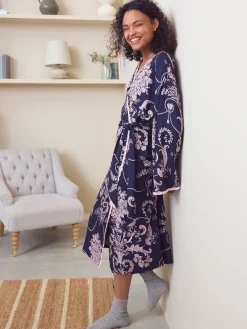 Donkerblauw/roze - Josette badjas*Laura Ashley Clearance