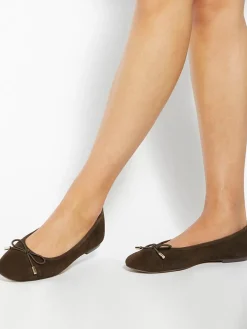 Donkerbruin - Highest Flexible Sole Contrast Leather Ballerina Flats*Dune London Discount