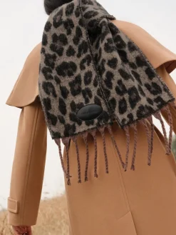 Donkere luipaardprint - - Geborstelde sjaal*Love & Roses Best