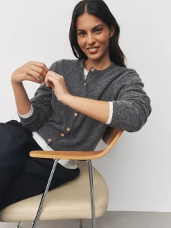 Donkergrijs - Gebreid vest met ronde hals*Next Best