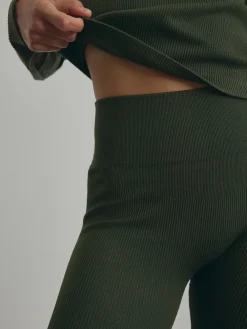 Donkergroen - Geribbelde naadloze legging met hoge taille*Next Clearance