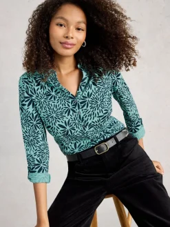 Donkergroen - jersey Annie overhemd*White Stuff