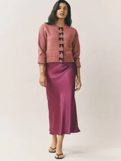 Donkerroze - Satijnen midirok*Next Online