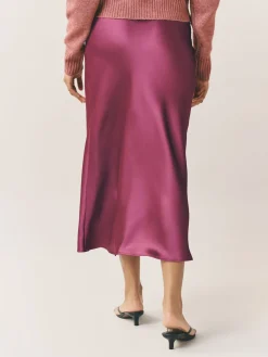 Donkerroze - Satijnen midirok*Next Online