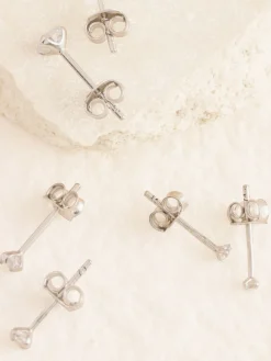 Echt zilver - 3 Paar oorknopjes met kristal*Next Hot