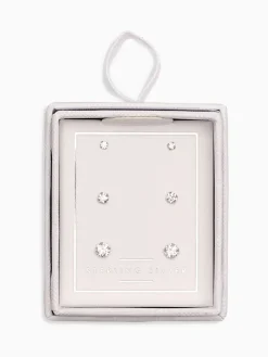 Echt zilver - 3 Paar oorknopjes met kristal*Next Hot