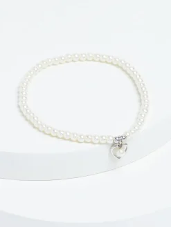Echt zilver - Armband met kralen, pareleffect en hartjesbedel*Next Clearance