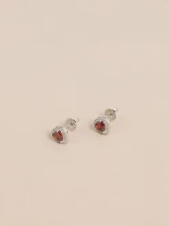 Echt zilver - Birthstone Heart Stud Earrings*Next Discount