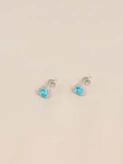Echt zilver - Birthstone Heart Stud Earrings*Next Discount