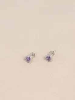 Echt zilver - Birthstone Heart Stud Earrings*Next Discount