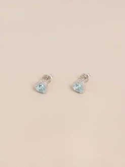 Echt zilver - Birthstone Heart Stud Earrings*Next Discount