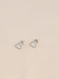 Echt zilver - Birthstone Heart Stud Earrings*Next Discount