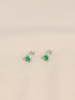 Echt zilver - Birthstone Heart Stud Earrings*Next Discount