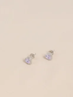 Echt zilver - Birthstone Heart Stud Earrings*Next Discount