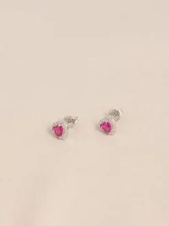 Echt zilver - Birthstone Heart Stud Earrings*Next Discount