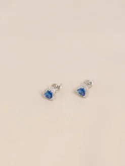 Echt zilver - Birthstone Heart Stud Earrings*Next Discount