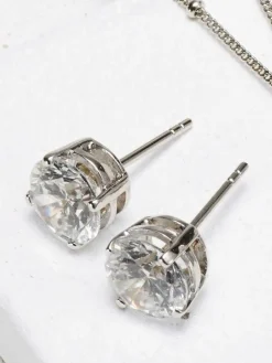 Echt zilver - Grote oorknopjes met zirkonia*Next Discount