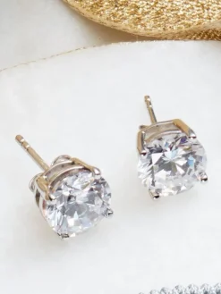 Echt zilver - Grote oorknopjes met zirkonia*Next Discount