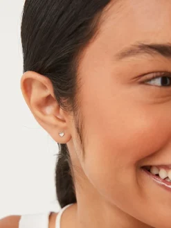 Echt zilver - Hartvormige oorknopjes met siersteentjes*Next Hot