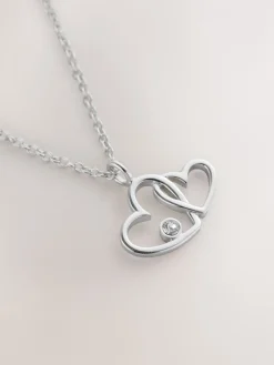 Echt zilver - Intertwined Heart Pendant Necklace*Next Outlet
