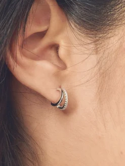 Echt zilver - Oorbellen met dubbele ring*Next Clearance