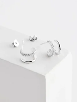 Echt zilver - Oorbellen met dubbele ring*Next Clearance