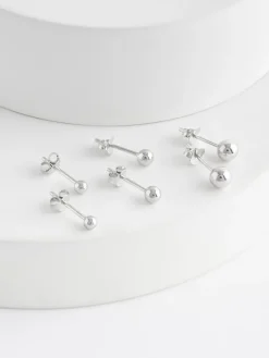 Echt zilver - Set van 3 paar graduated oorknopjes*Next Online