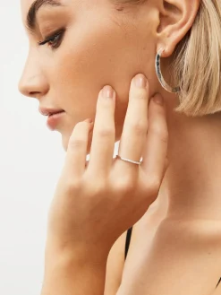 Echt zilver - Smalle ring met glinsterende band*Next Hot