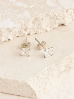 Echt zilver - Vierkante oorknopjes met zirkonia*Next Discount