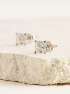 Echt zilver - Vierkante oorknopjes met zirkonia*Next Discount