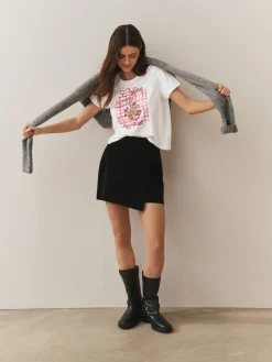 Ecru - Embellished Coffee Club Graphic Short Sleeve Top*Next