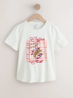 Ecru - Embellished Coffee Club Graphic Short Sleeve Top*Next