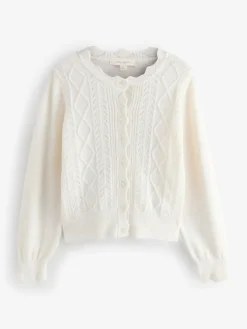 - Pointelle Button Through Scallop Cardigan With A Touch Of Wool*Laura Ashley Best