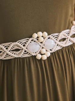 Ecru - Macramé riem met kralen*Next Hot